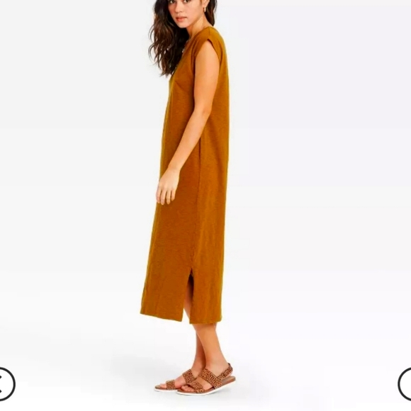 Boho Sleeveless Orange Knit Dress - Size M - Picture 6 of 6